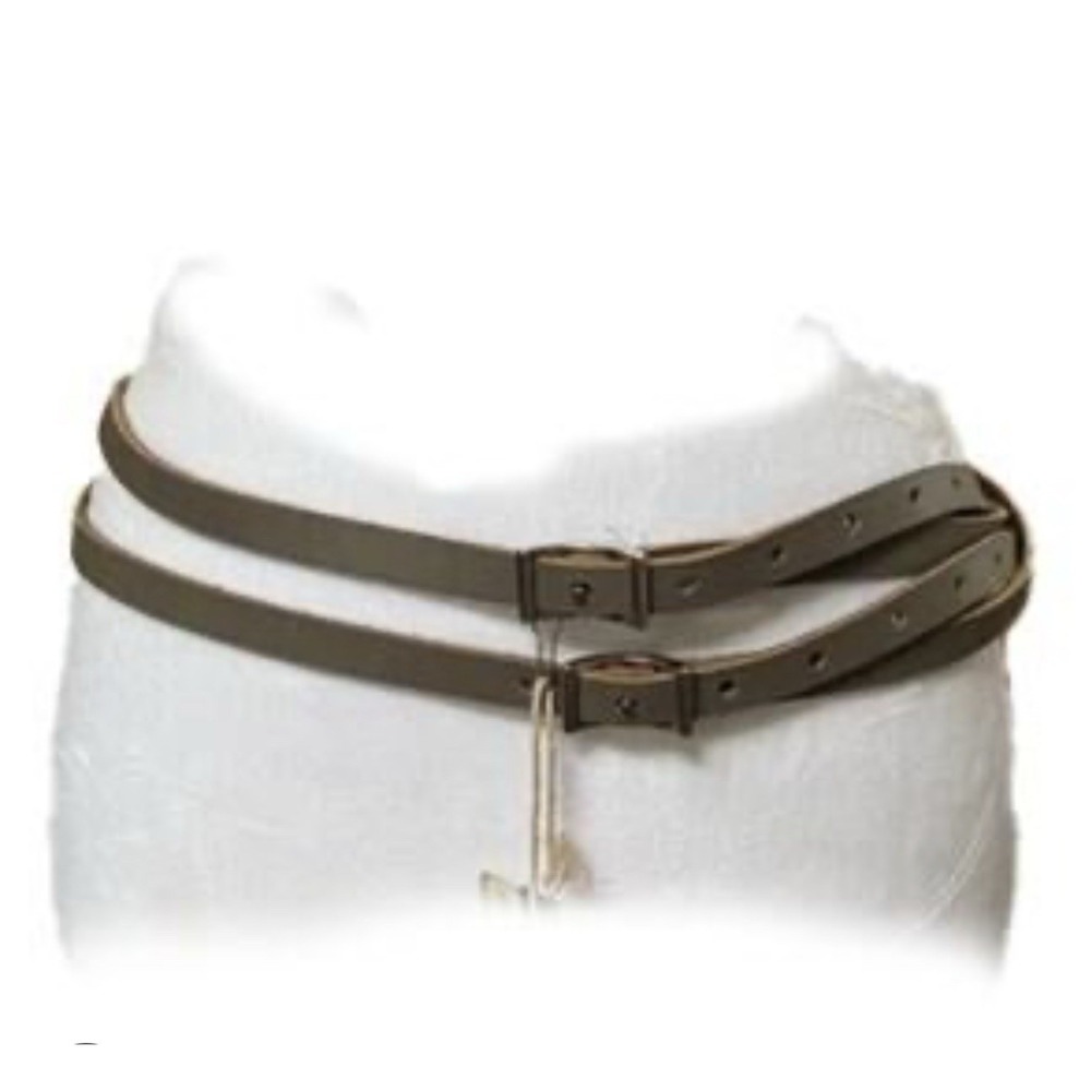 Aventura Double Wrap Skinny Belt Silver Buckle Latte Gray Tan Large 40 NEW $48